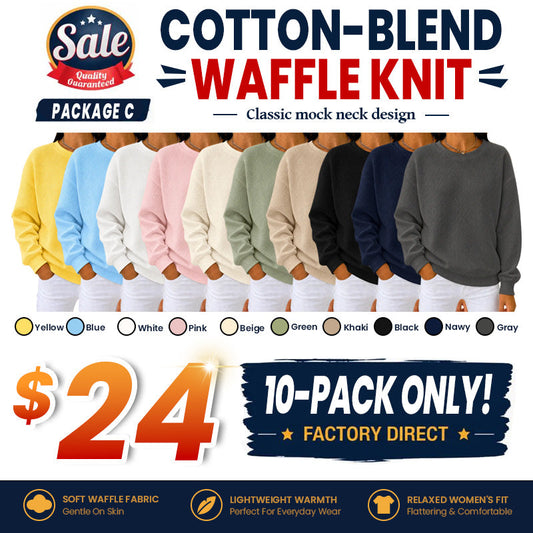 CLEARANCE SALE🔥 Women's Waffle Knit Crewneck Sweatshirt