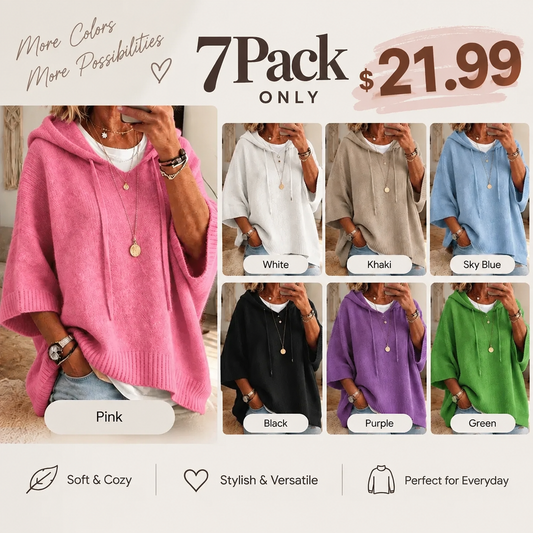 🏆 Bestseller – now half price! Knitted hoodie with drawstring for women