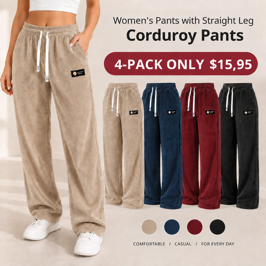 [LETZTER VERKAUFSTAG] Damen-Cordhose mit geradem Bein – 100 % Baumwolle